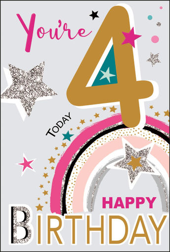 Picture of 4 TODAY BIRTHDAY CARD GREY W/STARS&RAINBOW